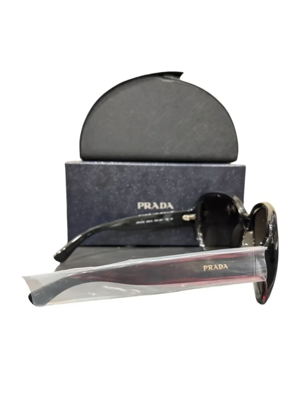 Prada SPR27M Black Oversized Womens Sunglasses 60D15 ZXA-3M1 130 2N NWT w/ Box - Picture 3 of 5